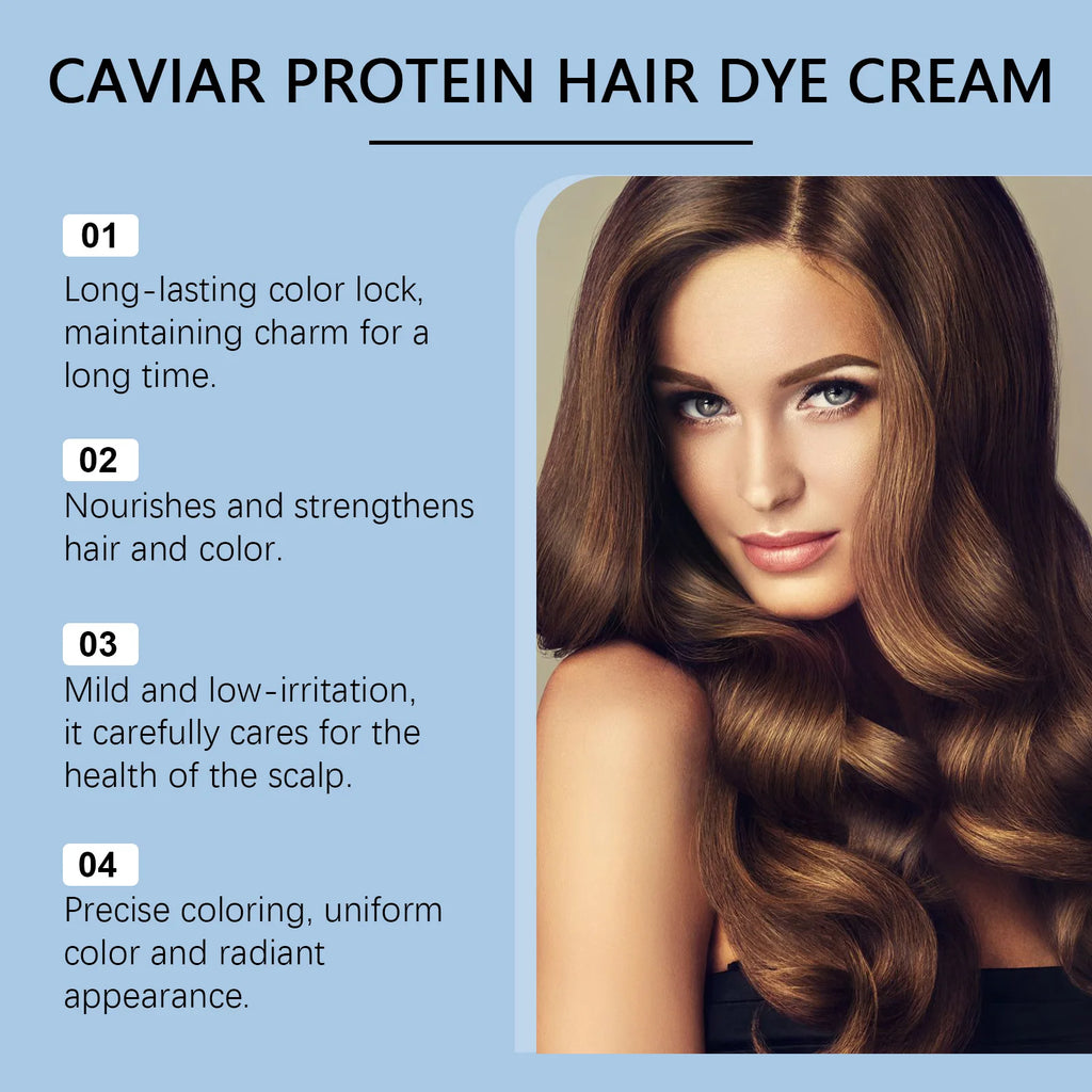 Caviar Protein Plant Hair Dye Shampoo Long Lasting Black Brown Repair Gray Hair Nourishing Permanent Hair Coloring Product 500ml Oasis Select