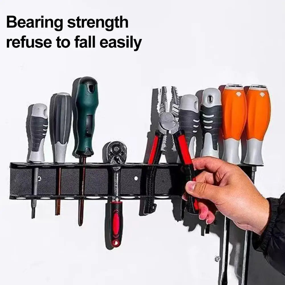 14-Hole Wall-Mounted Screwdriver Organizer Metal Tool Rack