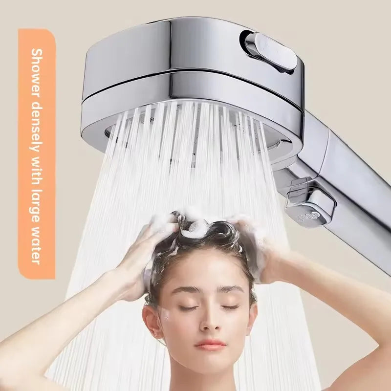 New Bathroom Booster Shower Head, 3 Mode Adjustable Spray, Bathroom Shower System Handheld Shower Head, Silver Shower Head Oasis Select