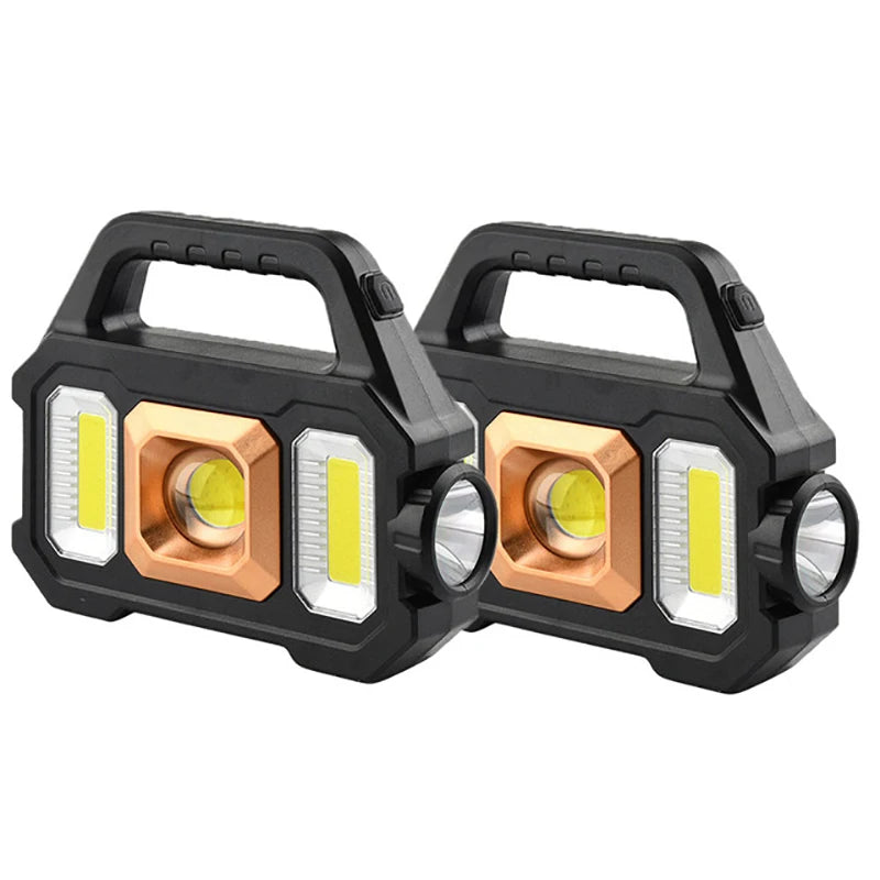 Solar Rechargeable Flashlight Zoomable Waterproof COB LED Torch Brightly Light Portable Powerful Lantern for Camping Oasis Select S157-C-2