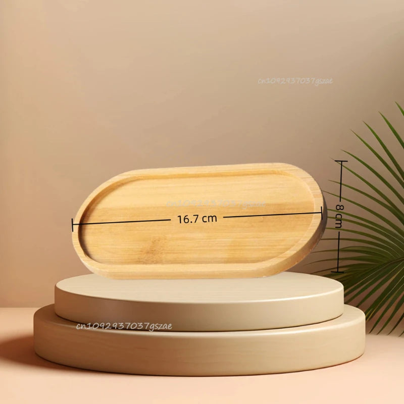 Multi Container Storage Trays Shower Shampoo Body Wash Cosmetics Dispenser Holder Bamboo Wood Tray Bathroom Kitchen Pot Holder Oasis Select Oval 16.7cm