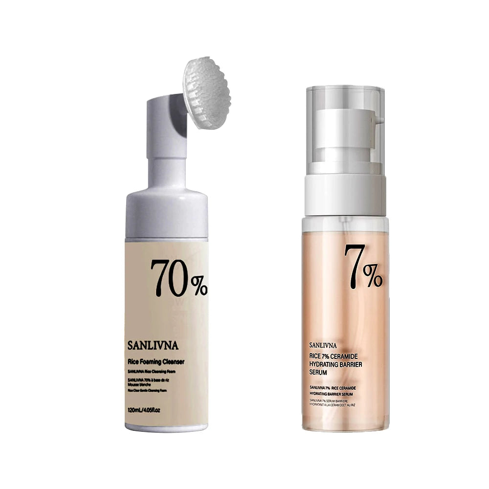 Rice Toner 70% Rice Extract Serum with Niacinamide, Rice Cleansing Foam, Deep Cleansing, Moisturizer for Dry Skin, Skin Care Set Oasis Select A-2