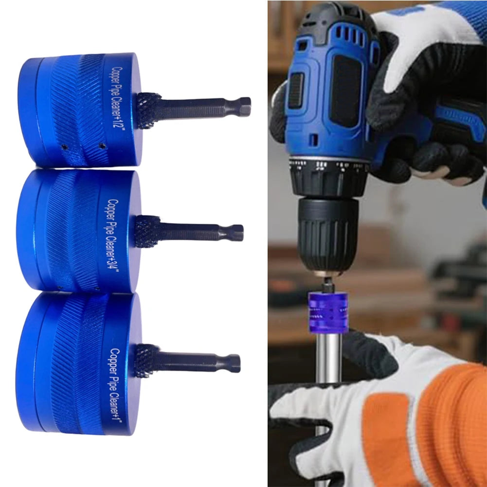 Copper Pipe Cleaning Brush Set – Drill-Powered 1/2, 3/4 & 1 In Pipe Cleaning Brush Oasis Select