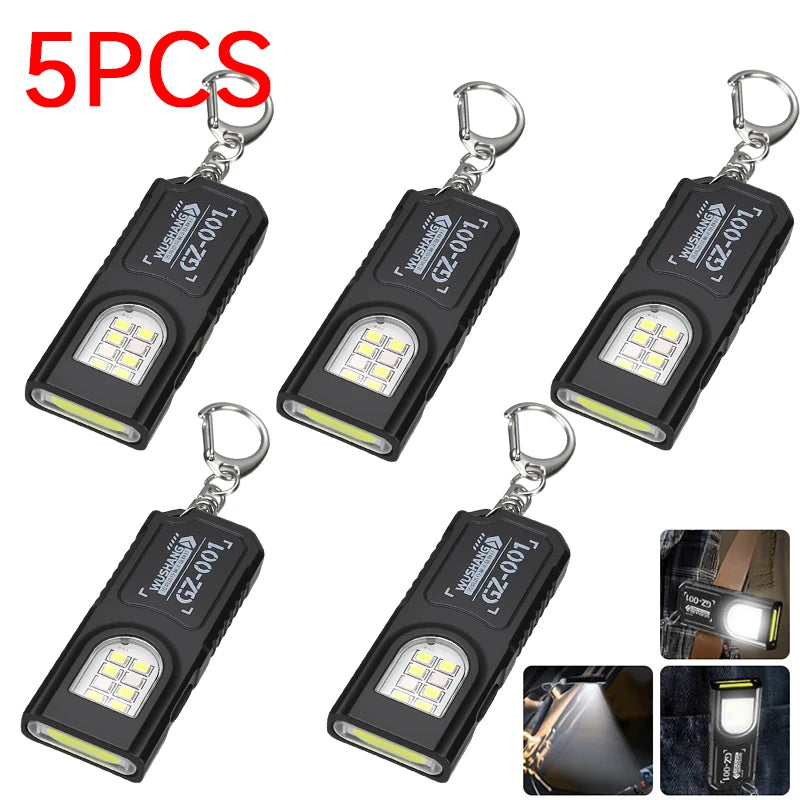 Mini COB LED Keychain Flashlight | USB-C Rechargeable, IPX6