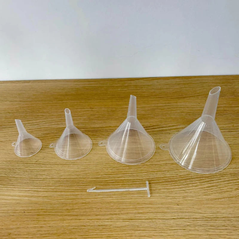 4Pcs Reusable Clear Plastic Funnel Set Lab PP Funnels Kitchen Funnel Lab Bottles Essential Oils Oasis Select