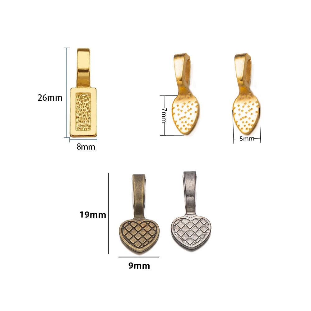20/50pcs Spoon Glue-on Flat Pad Pendant Bail Oval Scrabble Linking Charm Bails Charm Connector Hangers for DIY Jewelry Making Oasis Select