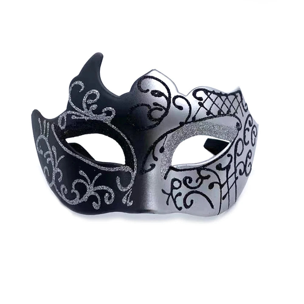 Glitter Half Face Masquerade Mask Woman Men Venice Mask Halloween Costume Accessories For Cosplay Party Oasis Select Black silver