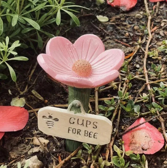 Flower Shape Watering Stations Bee Waterers For Garden Bee Pollinator Feeder Drinking Cups Colorful Butterfly Hygienic Cups Oasis Select pink