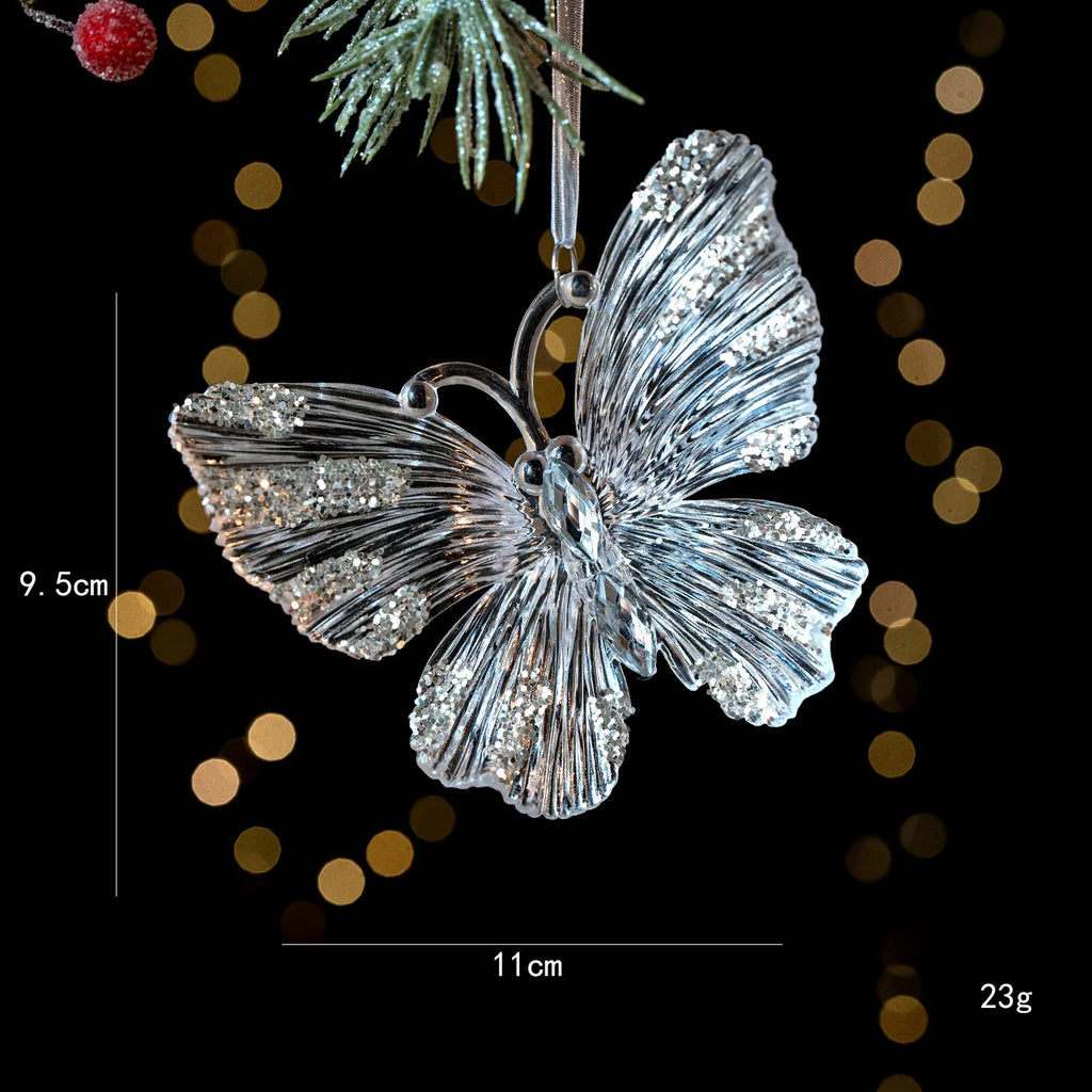 Christmas Tree Pendant Decoration Clear Acrylic Angel Deer Light Luxury Hanging Ornament Christmas Decoration Oasis Select Butterfly