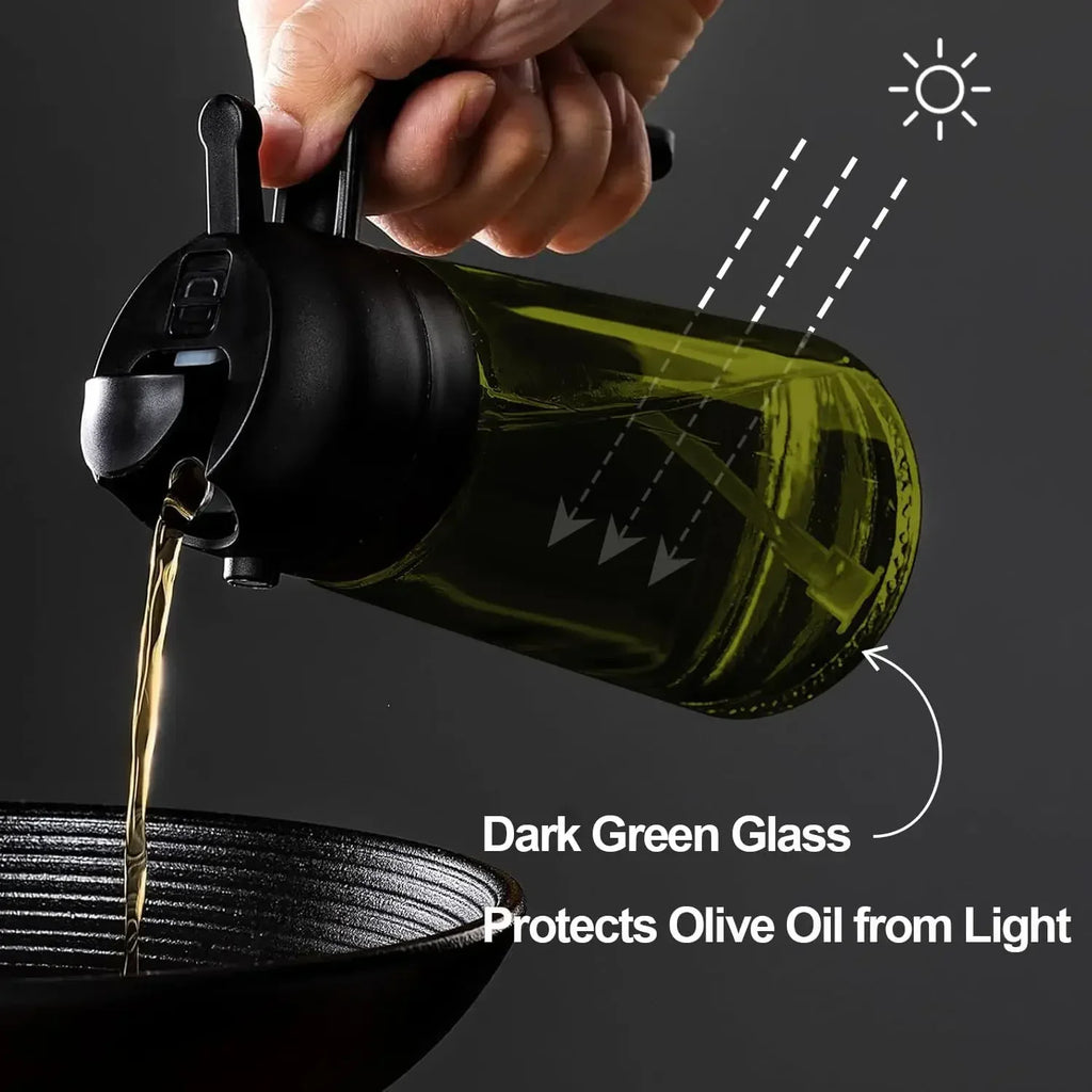 2-in-1 Dark Glass Oil Sprayer Olive Oil Dispenser Black Lightproof Oil Sprayer for Cooking Salads and Barbecues Barbecue Tools Oasis Select