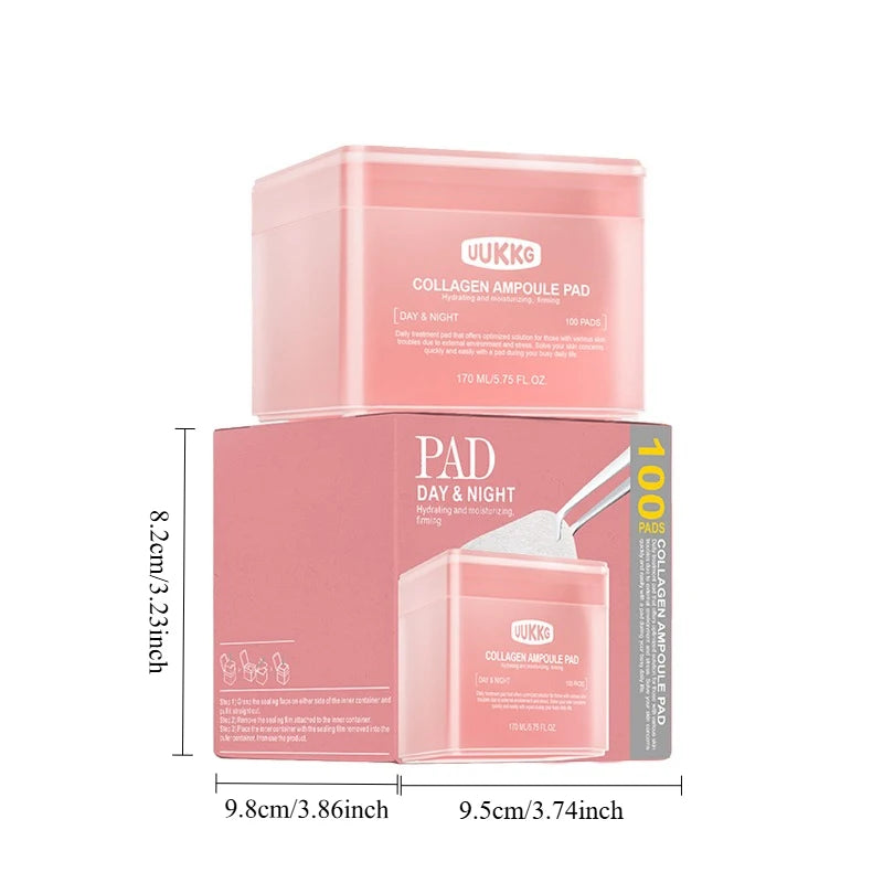 100PADS Collagen Makeup Makeup Remover, Cleansing Pad, Daily Makeup Remover Cleansing, Moisturizing, Skin Care and Cleansing Oasis Select