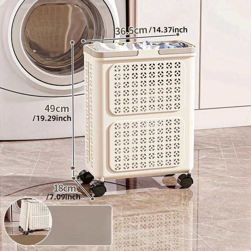 Foldable Laundry Basket,3 Sizes, Large Capacity Rolling Mobile with Wheels,Ideal for Toys/Sports Gear/Laundry Storage Organizer Oasis Select Small