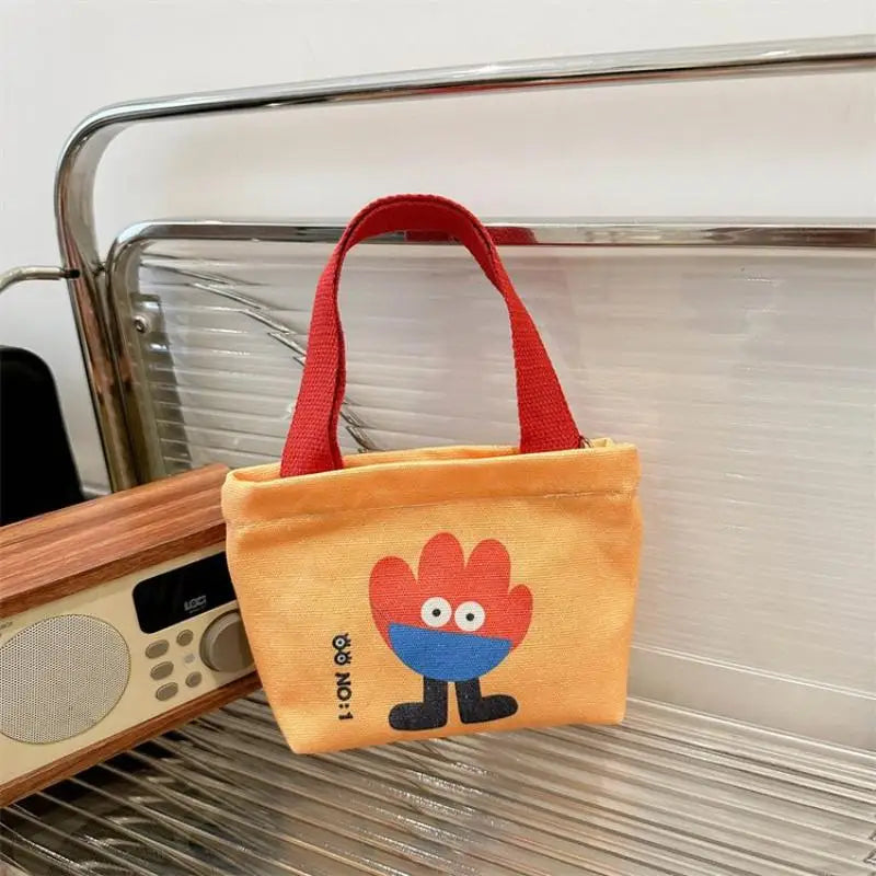Canvas Bag Korean Style Small Bags Women's Handbag Mini Hand Snack Bag Lunch Bag Oasis Select Orange