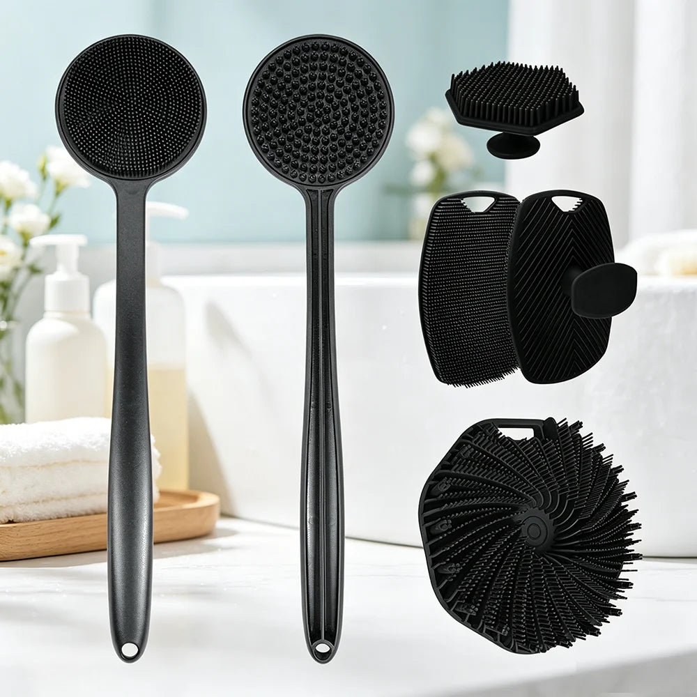 5pc Soft Silicone Exfoliating Brush Cleanser Manual Body Cleansing Body Care Scrubber Shower Gentle Massage Bath Brush For Men Oasis Select