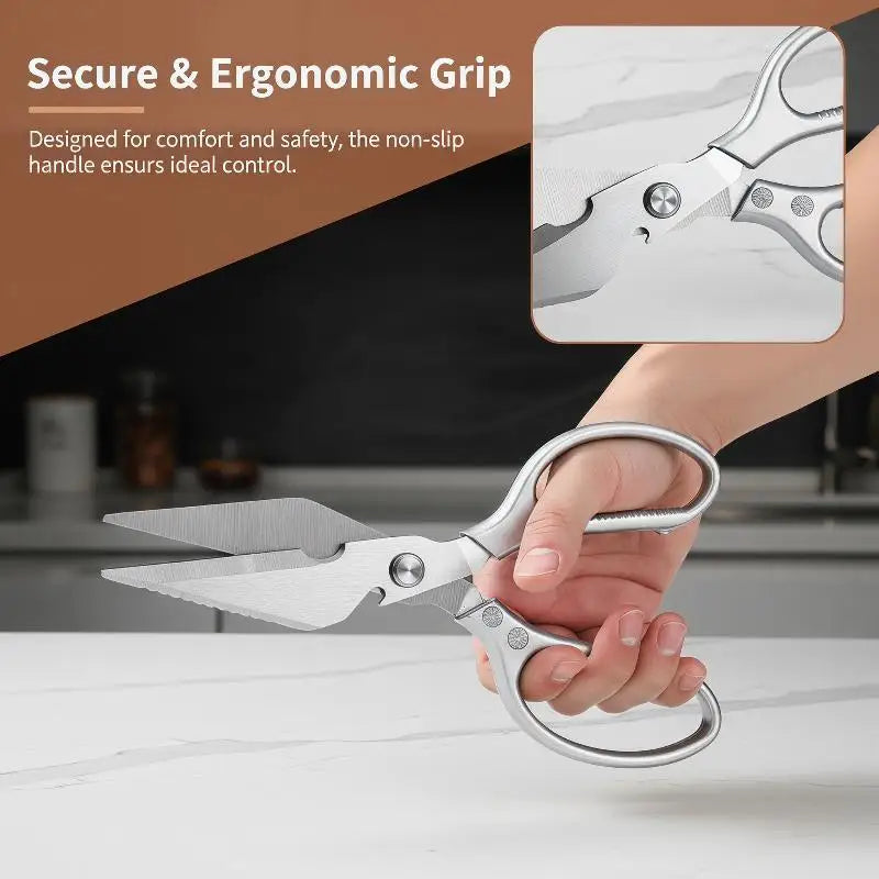 Kitchen Scissors Sharp Thickened Stainless Steel Blades Nonslip Handle 1Pcs for Cutting Poultry Meat Vegetable Seafood Oasis Select