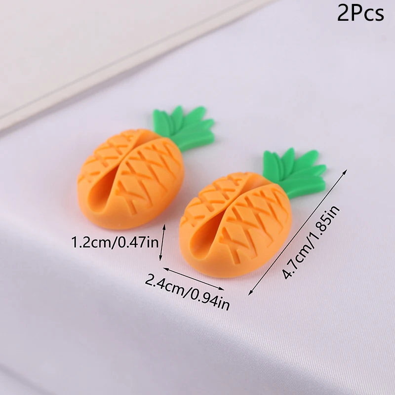 2/4Pcs Cute Love Pineapple Cable Winder Cable Organizer Adhesive Cord Holder Multipurpose Wire Management Clips For Desk Wall Oasis Select 2Pcs Pineapple