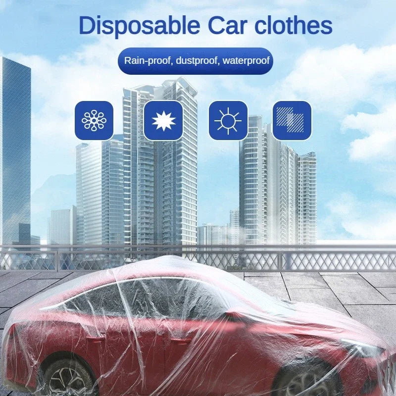1-10PCS Disposable Car Cover Transparent Car Cover Car Coat and Car Cover PE Film Rain Cover Disposable Car Cover Car Dust Cover Oasis Select