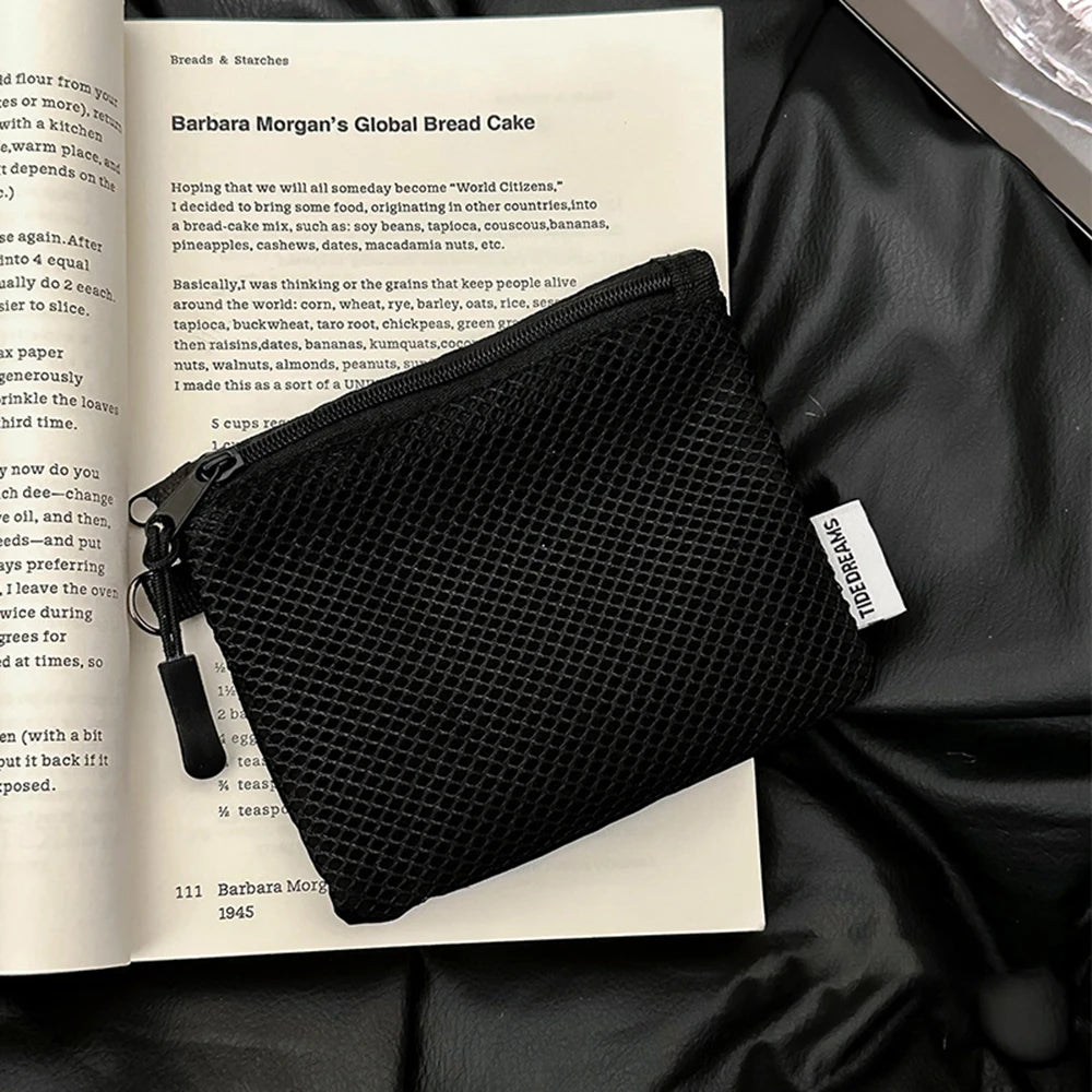 Grid Mesh Mini Double-Layer Pouch – Cables, Coins & Makeup