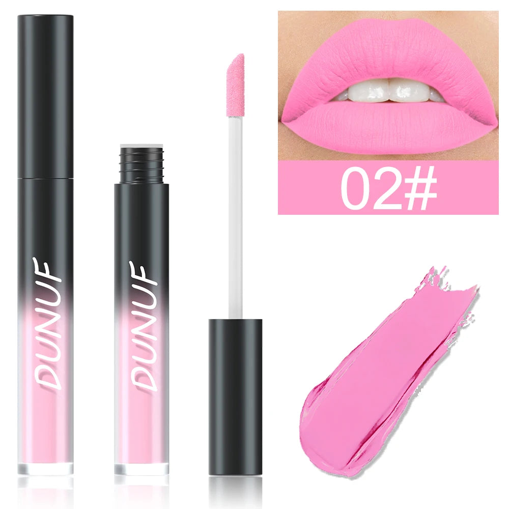 DUNUF Matte Lip Gloss – 32 Colors, Long-Lasting & Moisturizing