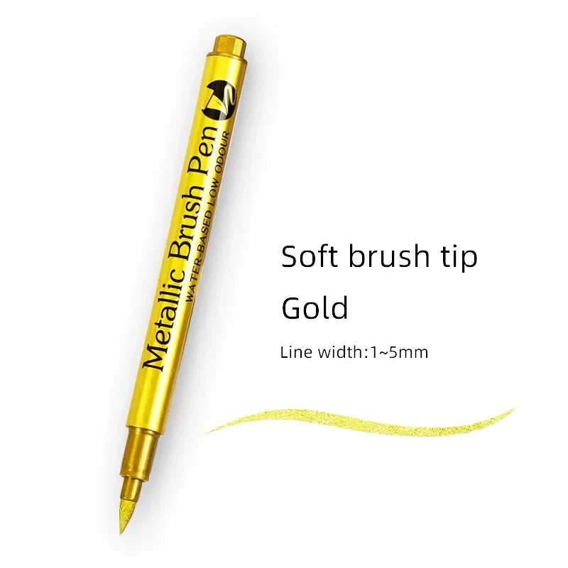 Metallic waterproof permanent marker pens for DIY epoxy resin mold gold silver color drawing supplies craft marker pen Oasis Select Brush Gold 1Pcs