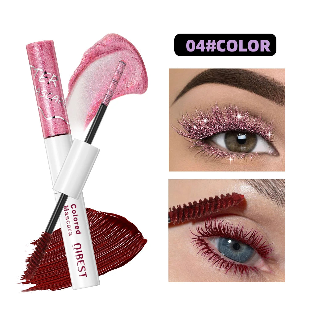 QiBest 2-in-1 Glitter & Color Mascara | Voluminous Lashes