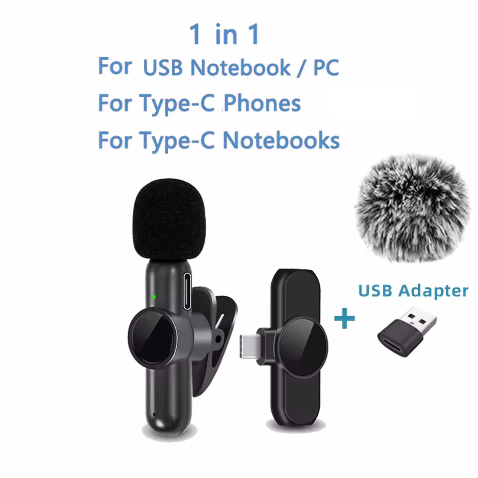 Wireless Dual Lavalier Mic Kit for iPhone, Android & PC