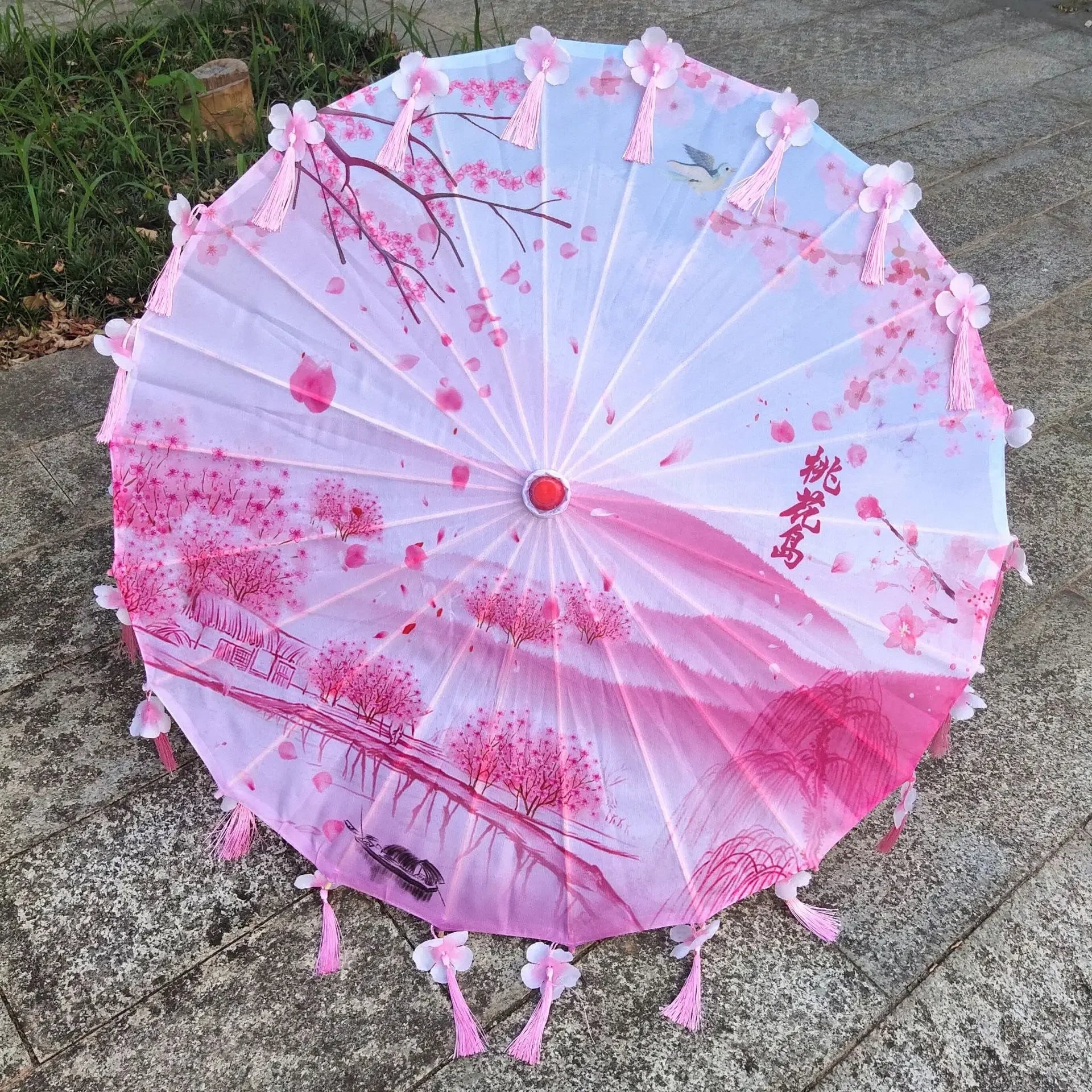 Antique Hanfu Fringe Umbrella Performance Photo Props Dance Silk Umbrella Craft Ancient Point Oiled Paper Umbrella Oasis Select