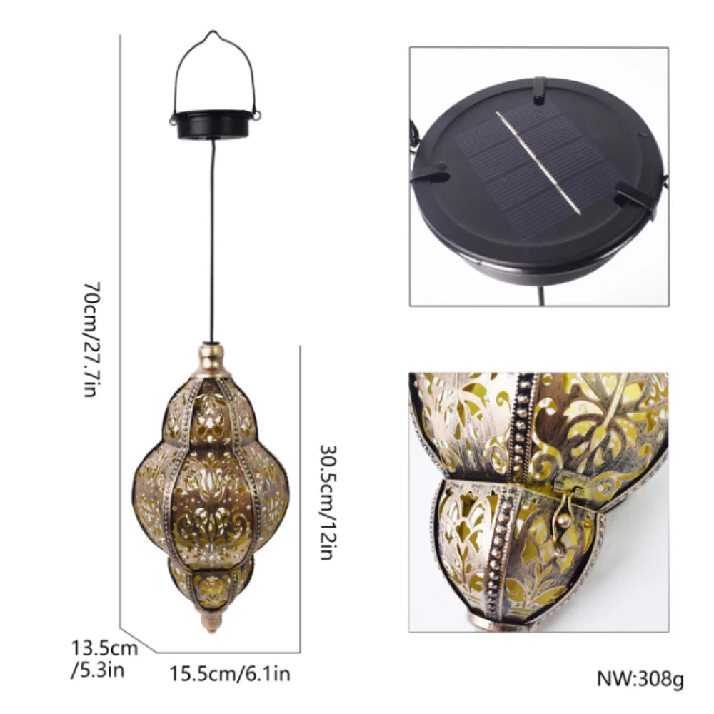 Solar Iron Art Garden Lantern | Waterproof Outdoor Hanging Light