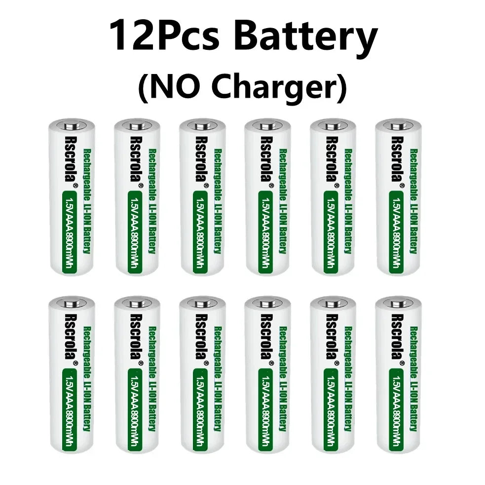 1.5V AAA8900mWh rechargeable battery New AAA lithium battery long life for Mouse Flashlight Fan Game Machine electric toy Oasis Select 12P AAA NO Charger 1.5V