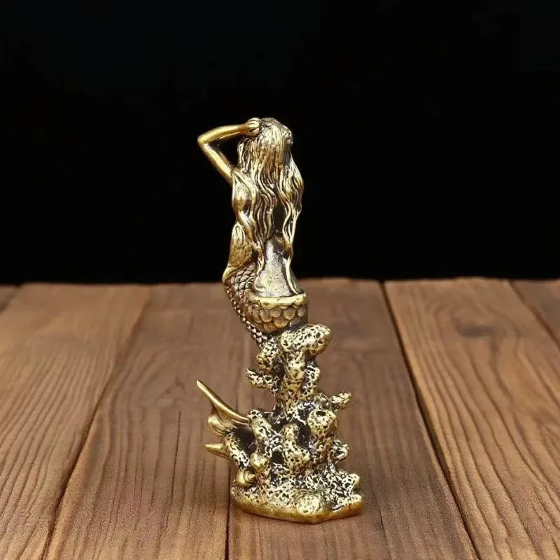 Mermaid Figurine Retro Ocean Creature Statue Elegant Mini Decor Ornament For Desk Cabinet Bedroom Coastal Style Display Gift Oasis Select