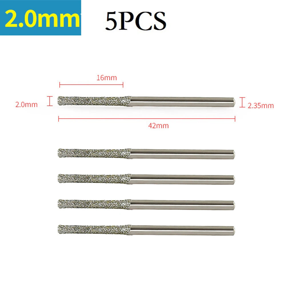 Drilling Jewelry Drilling Glass Diamond Coated Drill Bits Jewelry Drill Bits 1.0mm Head Diameter 1.2mm Head Diameter Oasis Select 5PCS 2.0mm