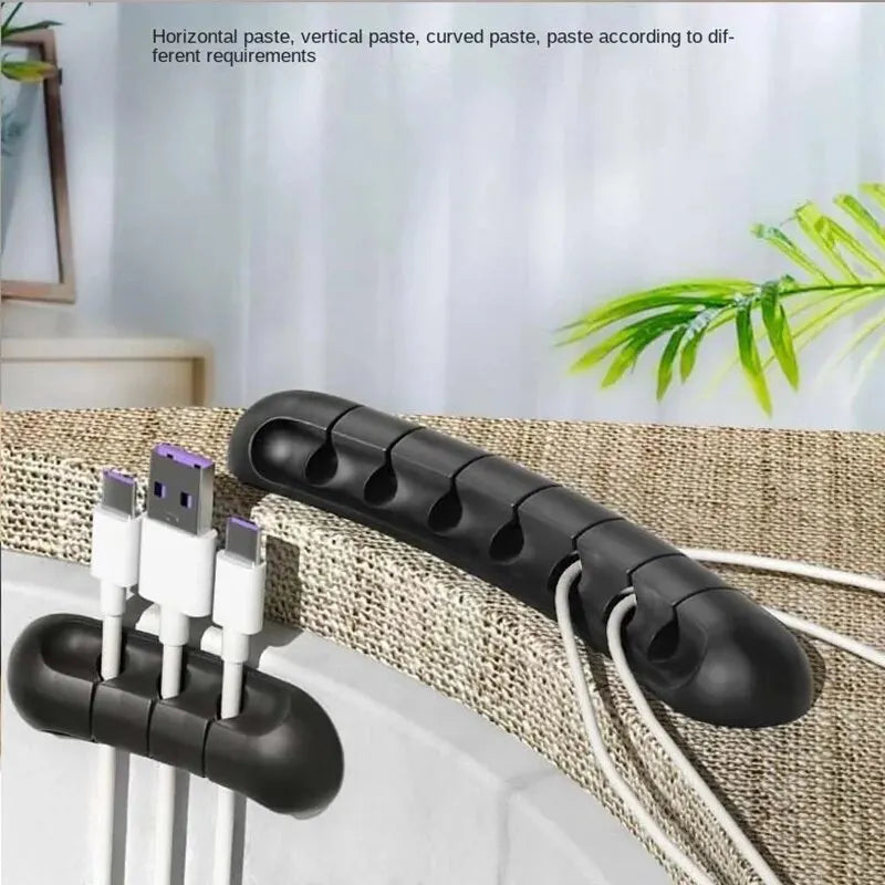 Self-Adhesive Power Cord Cord Manager Fixed Chuck Plug Mouse Cable Headset Winder Mobile Phone Data Cable Card Silicone Desktop Oasis Select
