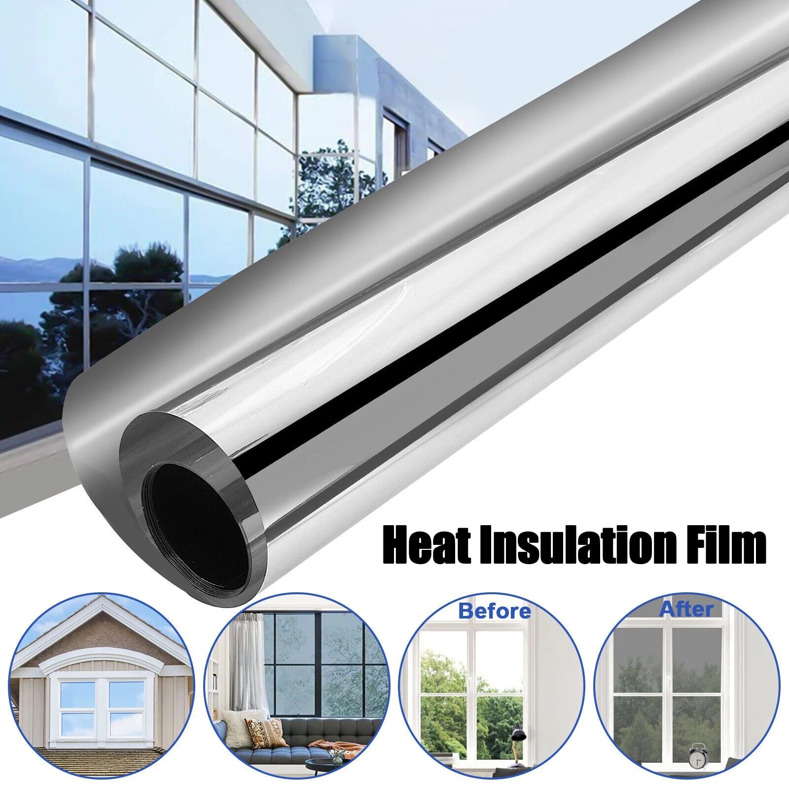 Sunscreen And Heat Insulation Film All-Round UV Protection Anti-Glare Privacy Sunshade Film Vinyl Film Glass Protection Sticker. Oasis Select
