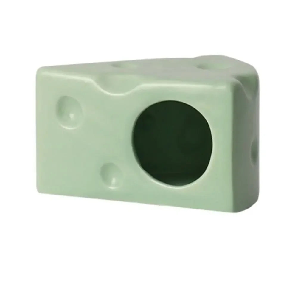 Durable Creative Hamster Hideout Cheese Shape Decorative Feeding Dish Cute Ceramics Hut Ceramics Hamster House Drinker Oasis Select Green-Small Cheese