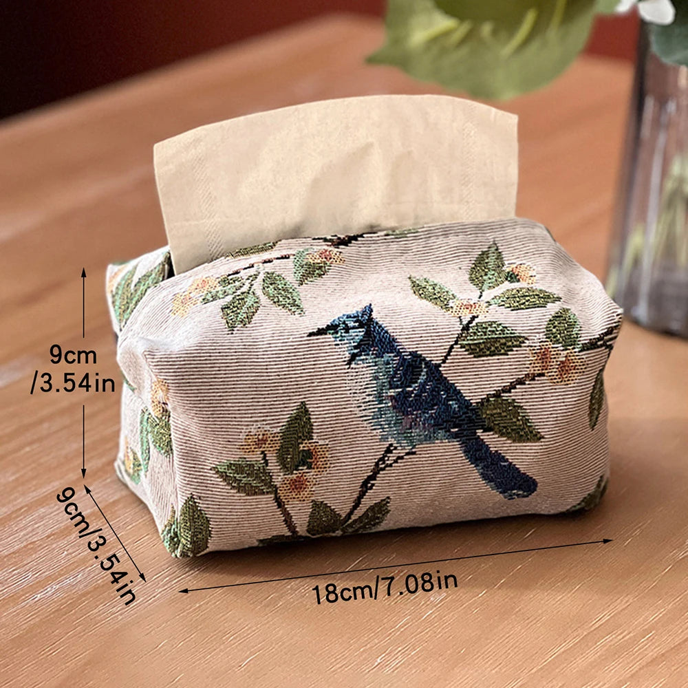 European Retro Jacquard Fabric Tissue Box Cover | Desktop