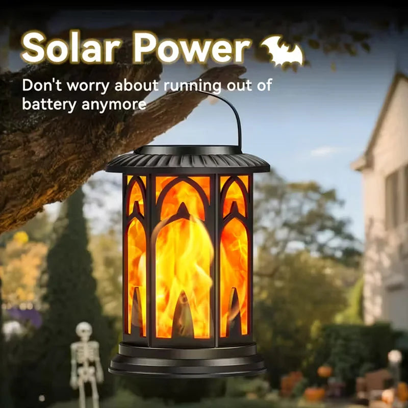 Solar Flickering Flame LED Lantern | Outdoor Hanging Garden Light