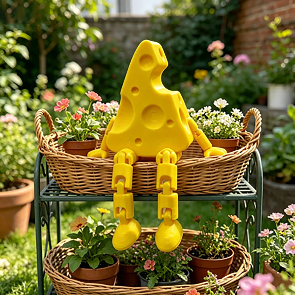 3D Printed Articulated Cheese Plush Toy with Active Joint Stress Relief Desktop Decoration Cute Cheese Doll Novelty Desk Gadget Oasis Select