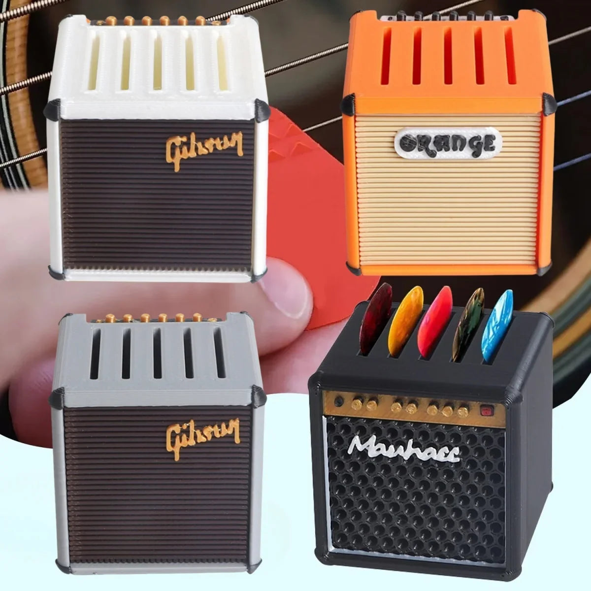 Amp-Shaped Guitar Pick Holder – 3D Printed 5-Slot Organizer for All Pick Thicknesses, Desk & Amp Display Oasis Select