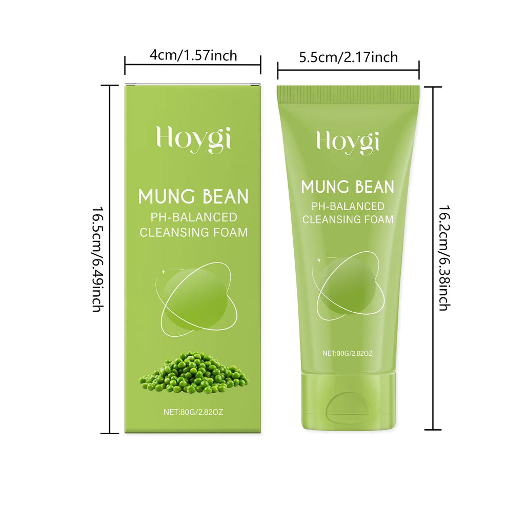 Hoygi Mung Bean Cleansing Foam – pH-Balanced Sensitive Skin Facial Cleanser Foam Oasis Select 80g Boxed