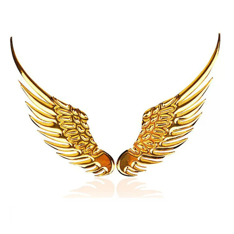 1pair Car Auto Motorcycle Body Sticker 3D Eagle Angel Wings Badge Style ABS Decals Silver/Gold Exterior Accessories Oasis Select