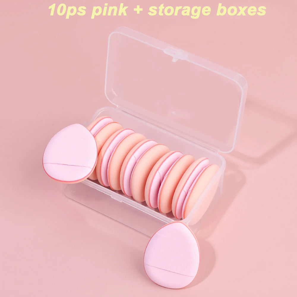 1/6/10Pcs Mini Finger Puff Foundation Small Air Cushion Powder Sponge Face Concealer BB Cream Cosmetic Applicator Makeup Tools Oasis Select 10Pcs pink
