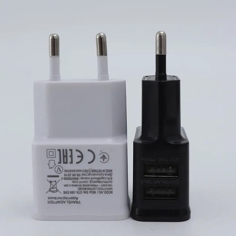 Universal EU Plug 5V Dual USB Charger for iPhone Samsung Xiaomi Huawei - Mobile Phone Travel Power Adapter Oasis Select EU 1 USB black