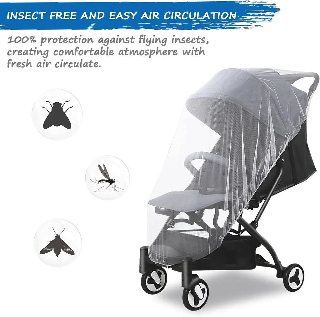 Baby Mosquito Net for Stroller Reusable Bug Net for Stroller Portable Mini Crib Portable & Durable Baby Insect Netting Oasis Select
