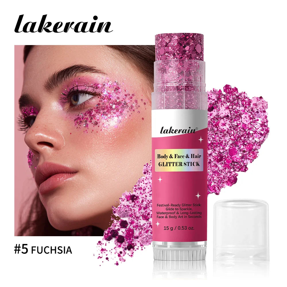Body Shimmer Stick Glitter Glow Waterproof Long Lasting Non Sticky Smooth Rich & Dazzling Glitters Body For Festival Party Makeu Oasis Select 05 Fuchsia