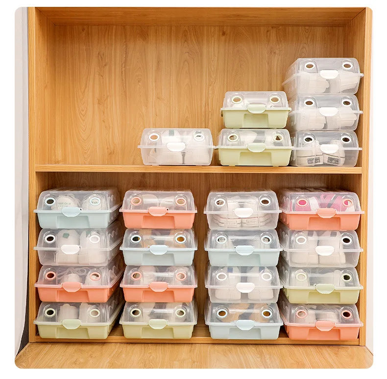 Storage Box Shoebox Transparent Household Storage Box Drawer Type Shoebox Thickened Plastic Shoebox Stackable Shoebox Dustproof Oasis Select WHITE 31.5x 21 x11CM