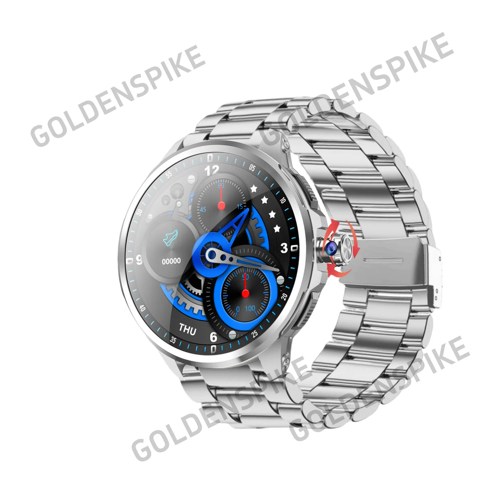 Goldenspike 32GB+256GB Smartwatch 4G/5G LTE 900W Rotary HD Camera GPS WIFI HiSportPro App Bluetooth Smart Watch For IOS Android Oasis Select Silver Steel 4GB 64GB