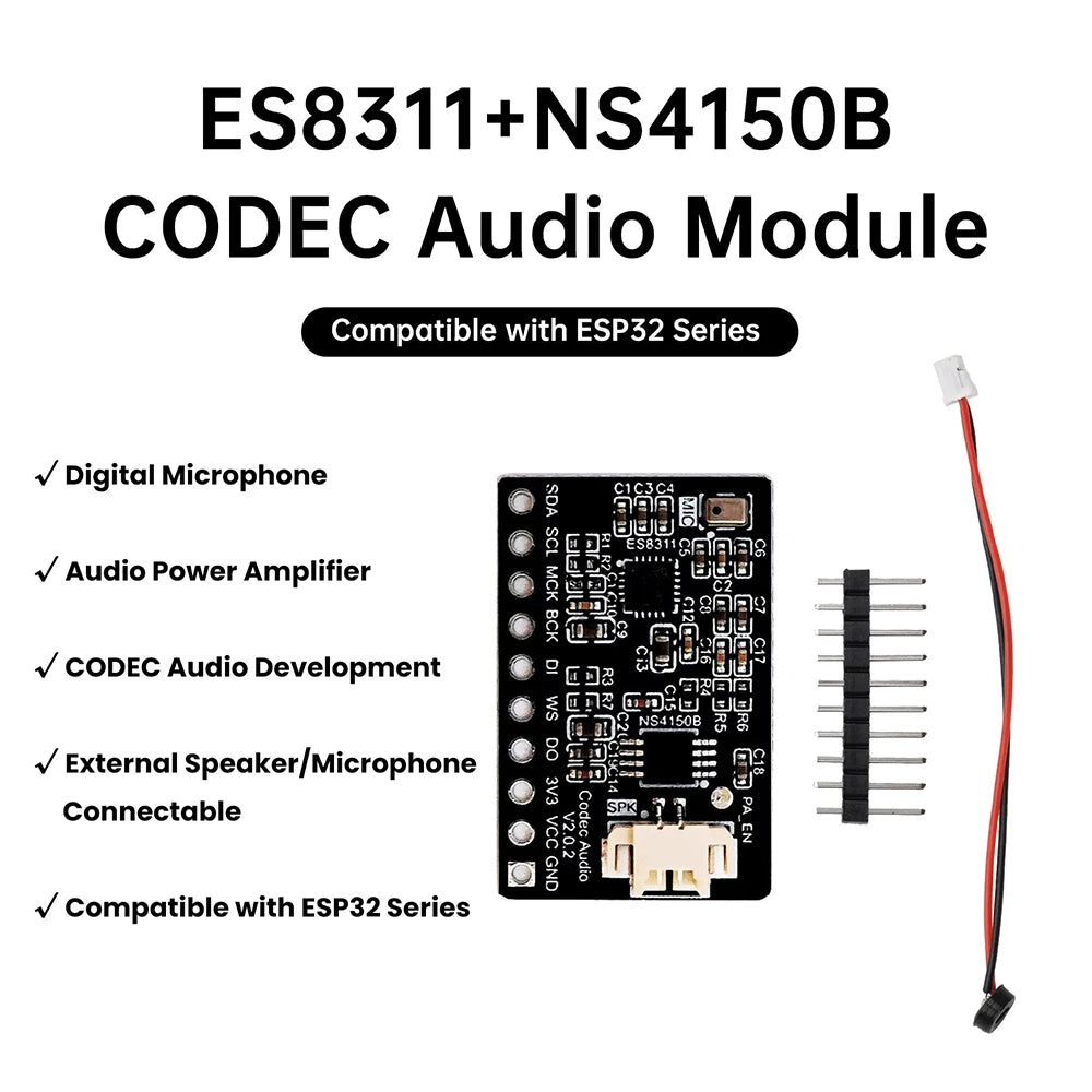 ES8311+NS4150B Audio Module Digital Amplifier with Built-in Mic Compact Design Compatible ESP32-C3/S3 Development Boards Oasis Select