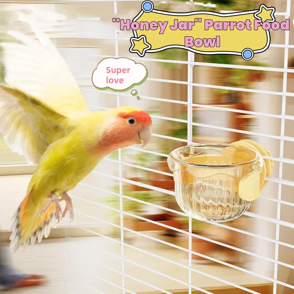 Anti-Turnover Transparent Hanging Bird Feeder Cup Fixed Feeding Dish for Pet Parakeets Food And Water Bowl Cage Accessory Oasis Select