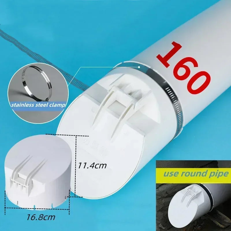 50-160mm Drainage Pipe Floor Drains Anti Backflow Anti Odor Insect-proof Rain Pipe Cover Cap Plug Outdoor Drainage Sewer Device Oasis Select 160mm