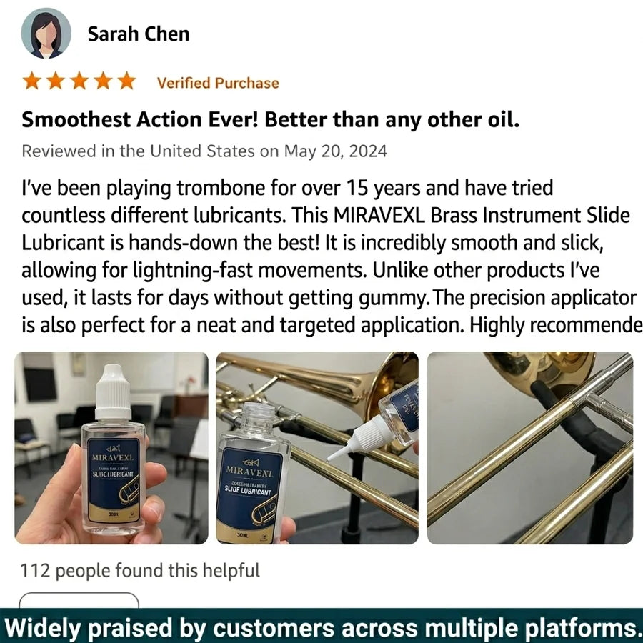 Brass Instrument Valve Oil 30ml, Fast-Acting Lube for Trumpet/Cornet/Horn/Tuba Smooth Play, Low Odor Anti-Rust Protection Oasis Select